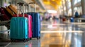 Colorful Luggage at Airport Terminal. Generative ai