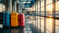 Colorful Luggage at Airport Terminal. Generative ai