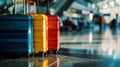 Colorful Luggage at Airport Terminal. Generative ai