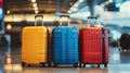 Colorful Luggage at Airport Terminal. Generative ai