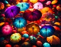 Colorful luminescent umbrellas