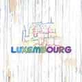 Colorful Luxembourg drawing on wooden background Royalty Free Stock Photo