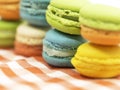 Colorful macaron cookies on the table background Royalty Free Stock Photo