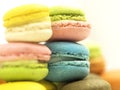 Colorful macaron cookies on white background Royalty Free Stock Photo