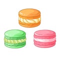 Colorful macarons dessert. Vector illustration.