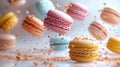 Colorful macarons - generative ai Royalty Free Stock Photo
