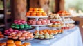 Colorful Macarons and Petit Fours on a Dessert Table Royalty Free Stock Photo