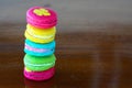 Colorful macarons set on table, traditional french colorful macarons ,Sweet macarons