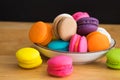 Colorful macaroon in ceramic plate Royalty Free Stock Photo