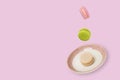 Colorful macaroons  floating on a ceramic plate Royalty Free Stock Photo