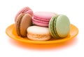 Colorful macaroons on plate Royalty Free Stock Photo