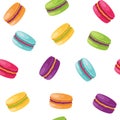 Colorful macaroons seamless pattern on white background.