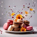 Colorful macaroons, sweet french pastry dessert