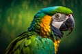 Colorful macaw parrot closeup. AI generated
