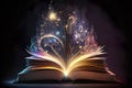 Colorful Magic Book With Open Pages And Abstract Beautiful Lights - Generative AI Royalty Free Stock Photo