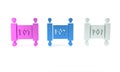 Colorful Magic scroll icon isolated on white background. Decree, paper, parchment, scroll icon. Minimalism concept. 3D