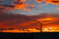 Colorful Magic Sunset. Roofs of city houses during sunrise. Royalty Free Stock Photo