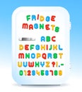 Colorful magnetic letters on refrigerator Royalty Free Stock Photo