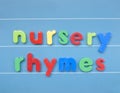 Colorful magnetic letters spelling nursery rhymes. Royalty Free Stock Photo