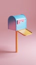 Colorful mailbox with open door on a pink background Royalty Free Stock Photo