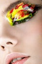 Colorful make-up on close-up eye. Art beauty image. Royalty Free Stock Photo