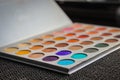 Colorful make up pallet with pigments