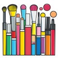 Colorful Makeup Brushes Cosmetic Set Beauty Tools Royalty Free Stock Photo