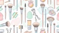 Colorful Makeup Brushes and Cosmetics Tools Royalty Free Stock Photo