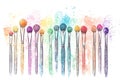 Colorful makeup brushes with powder splatters Royalty Free Stock Photo