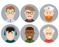 Colorful Male Faces Circle Icons Set in Trendy Flat Style Royalty Free Stock Photo