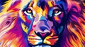 Colorful male lion face illustration Royalty Free Stock Photo