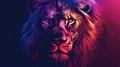 Colorful male lion face illustration Royalty Free Stock Photo