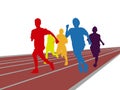 Colorful man race running on track Royalty Free Stock Photo