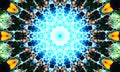 Colorful mandala Art with a bright blue energy core