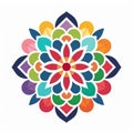 Colorful Mandala Flower: Abstract Art With Flat Color Blocks Royalty Free Stock Photo