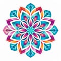 Colorful Mandala Manila Flower With Vibrant Watercolors And Faceted Shapes