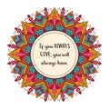 Colorful mandala with motivational quote