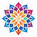 Colorful Mandalas: A Minimalistic Iconography On White Background