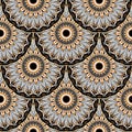 Colorful mandalas seamless pattern. Floral ornamental ethnic background. Repeat vector tribal backdrop. Tiled geometric abstract Royalty Free Stock Photo