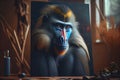 Colorful Mandrill monkey painting