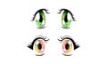 Colorful Manga or Anime Style Eyes with Black Eyelashes Vector Set