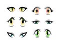Colorful Manga or Anime Style Eyes with Black Eyelashes Vector Set