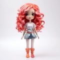 Colorful Manga Doll With Long Red Hair And Playful Style