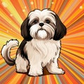 Colorful Manga Style Shih Tzu Dog Illustration With Iconic Symbolism