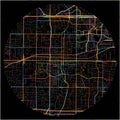 Colorful Map of Arlington, Texas with all major and minor roads