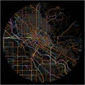Colorful Map of Boise, Idaho with all major and minor roads