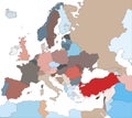 Colorful Map of European Countries