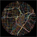 Colorful Map of Houston, Texas with all major and minor roads