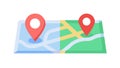 Colorful Map with Location Pins Navigation GPS, vector design Generative AI Royalty Free Stock Photo