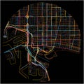 Colorful Map of LongBeach, California with all major and minor roads